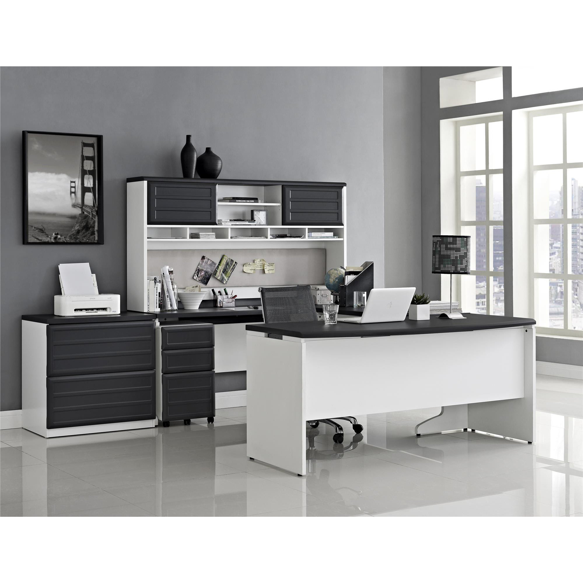 Latitude Run Elizabeth UShape Executive Desk with Hutch & Reviews